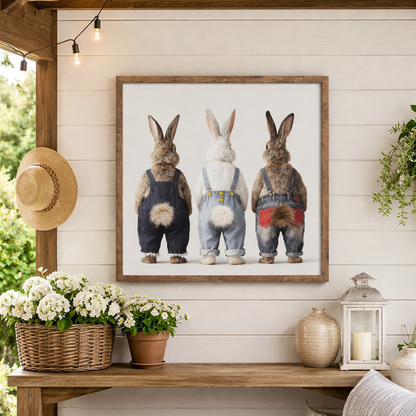 Wall Art 3D Hairfusion Hasen mit Latzhose 80x80