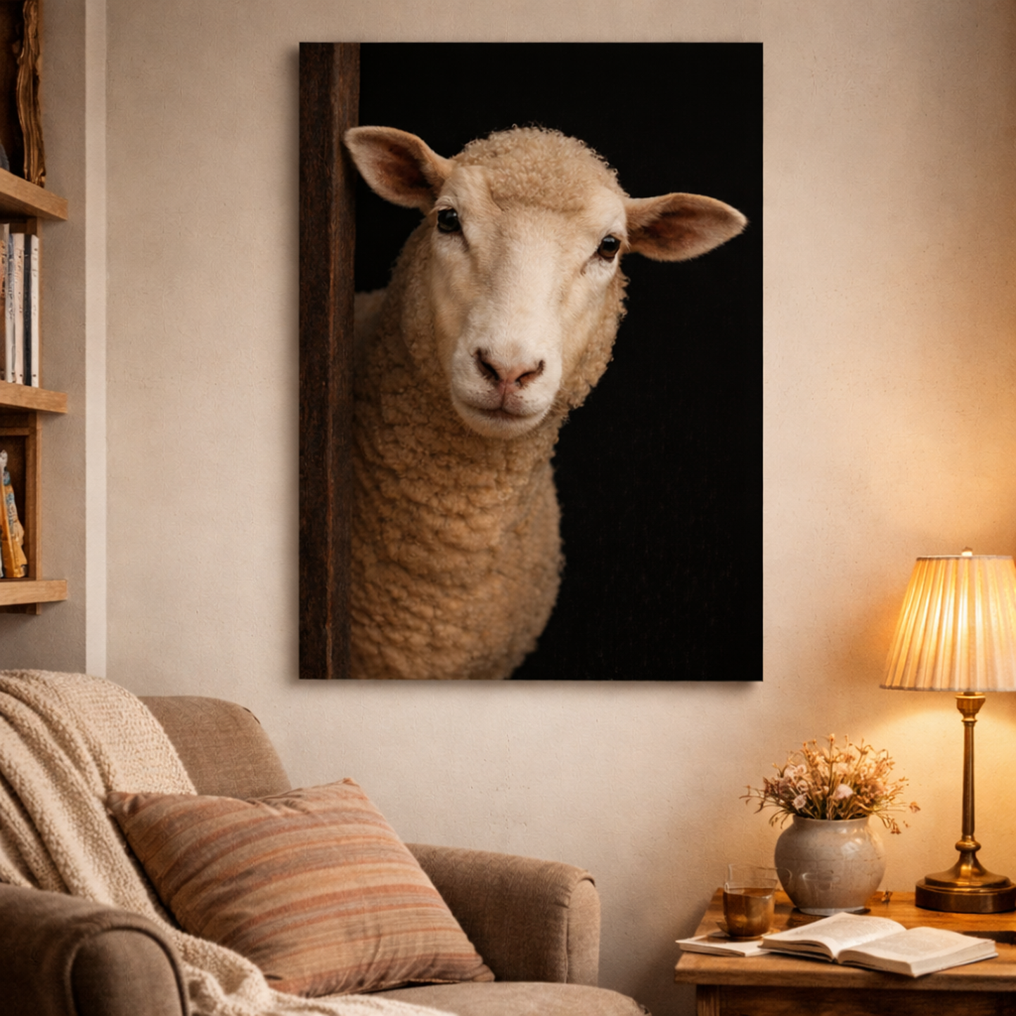 Leinwand Tierportrait Schaf bespannter Keilrahmen