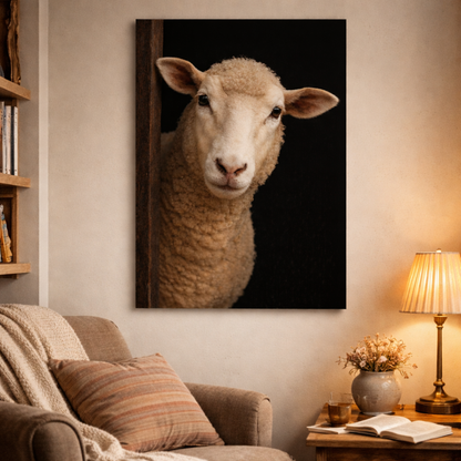 Leinwand Tierportrait Schaf bespannter Keilrahmen