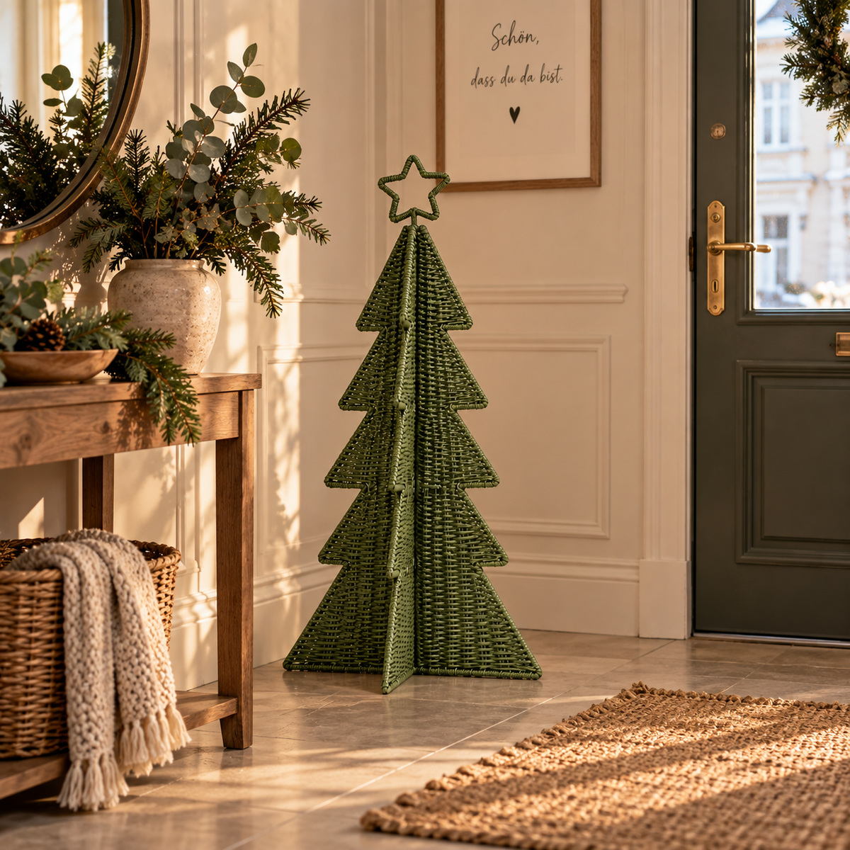 Aufsteller Tannenbaum Olaf Papiergeflecht Grün oder Weiß