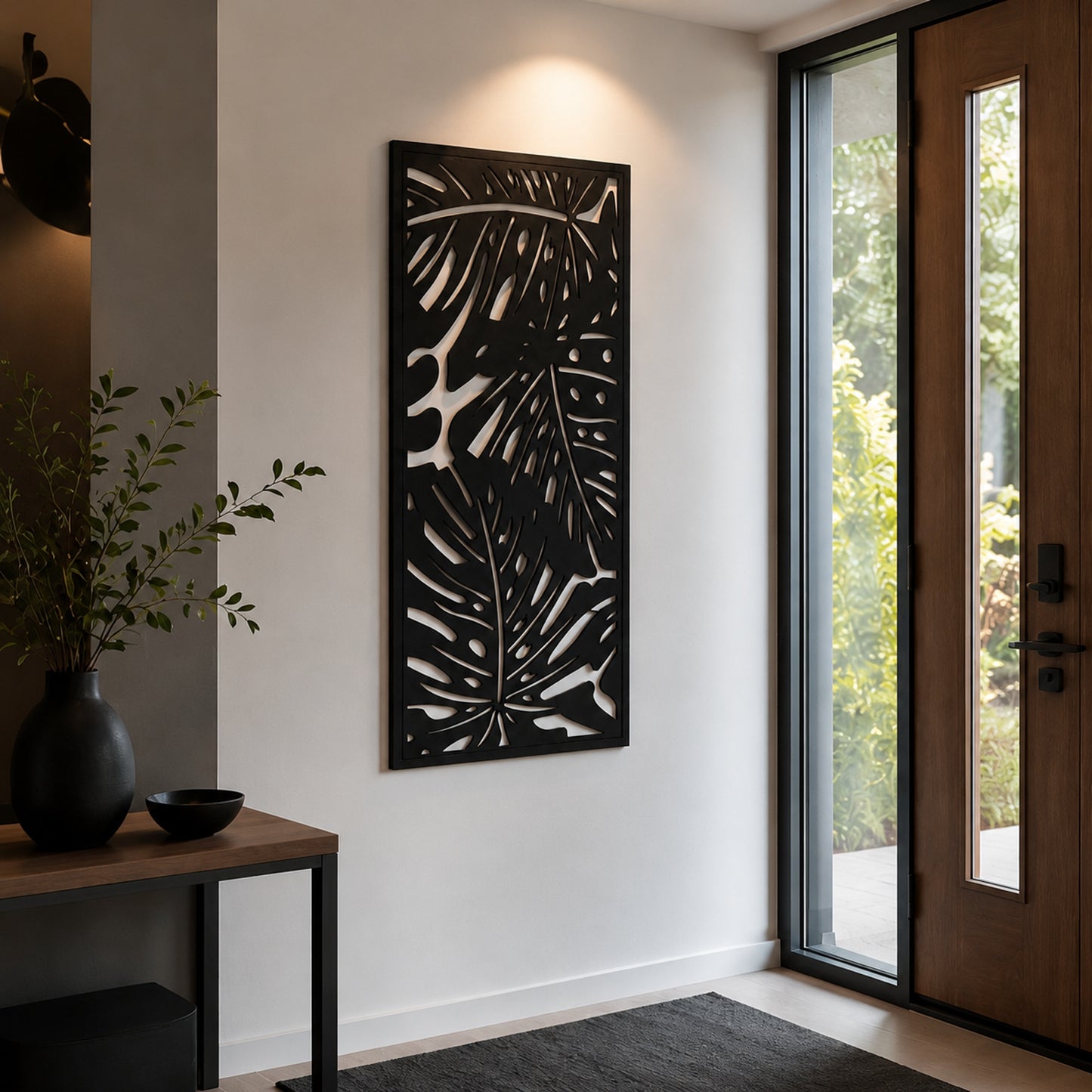 Metall Wandbild Monstera schwarz 120x60cm