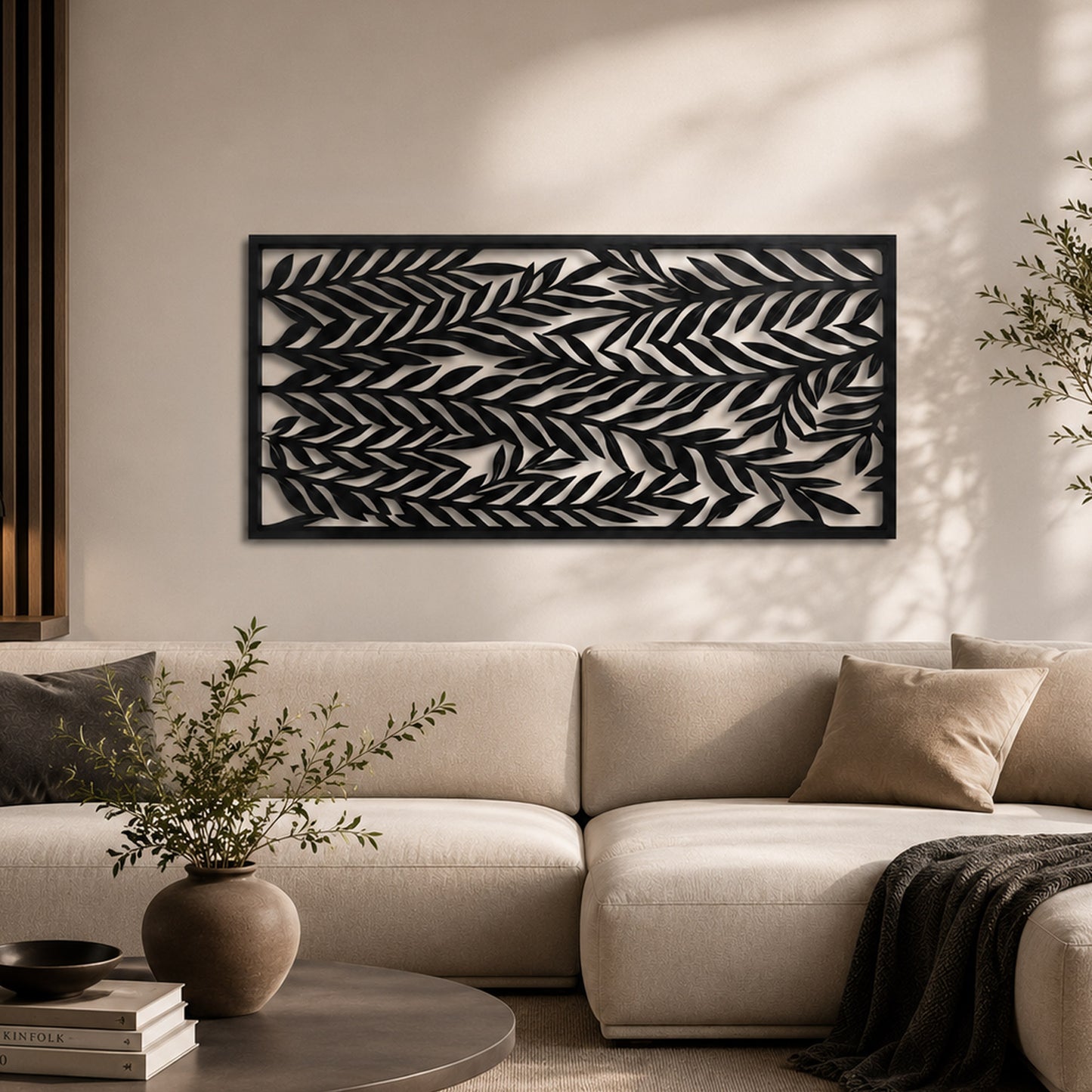 Metall Wandbild Palmblätter schwarz 120x60cm
