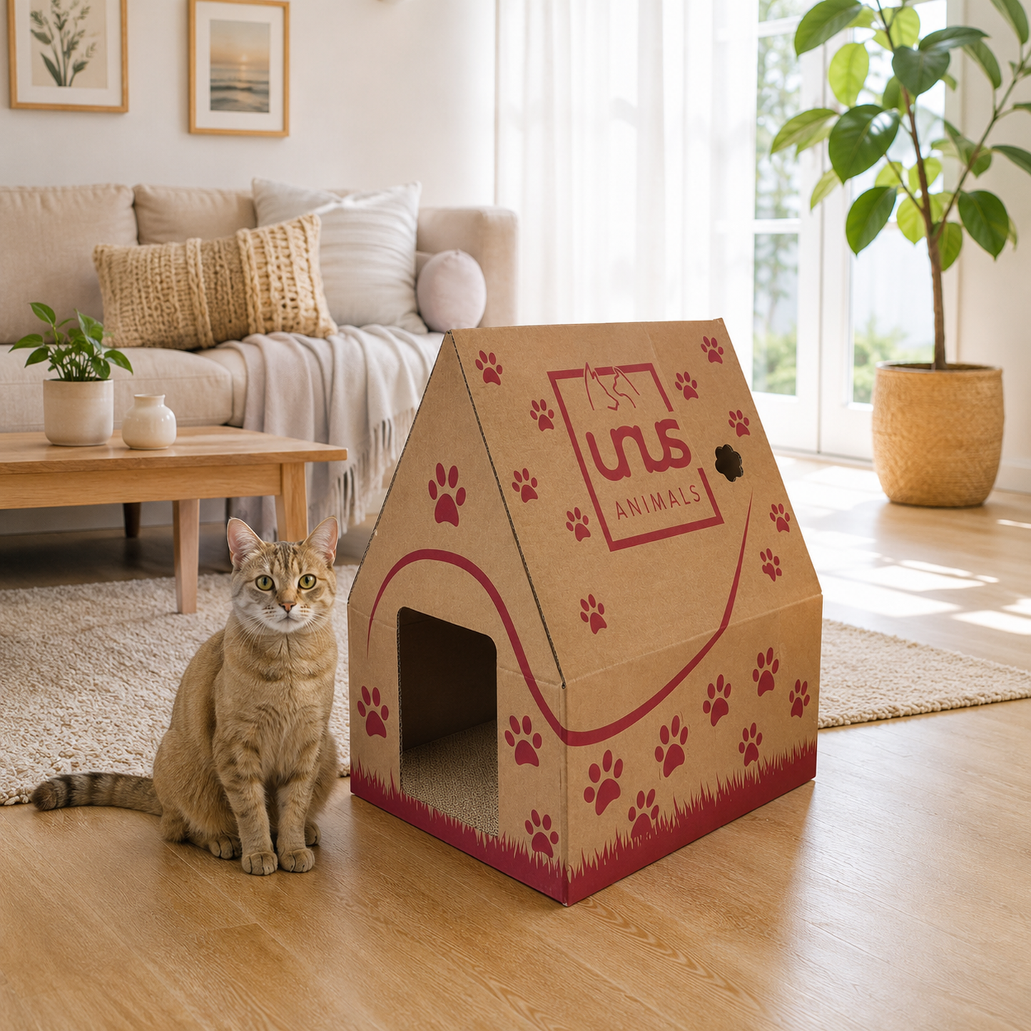 Katzenhaus Pappe Madame Miez inkl. 6 Kratzbretter