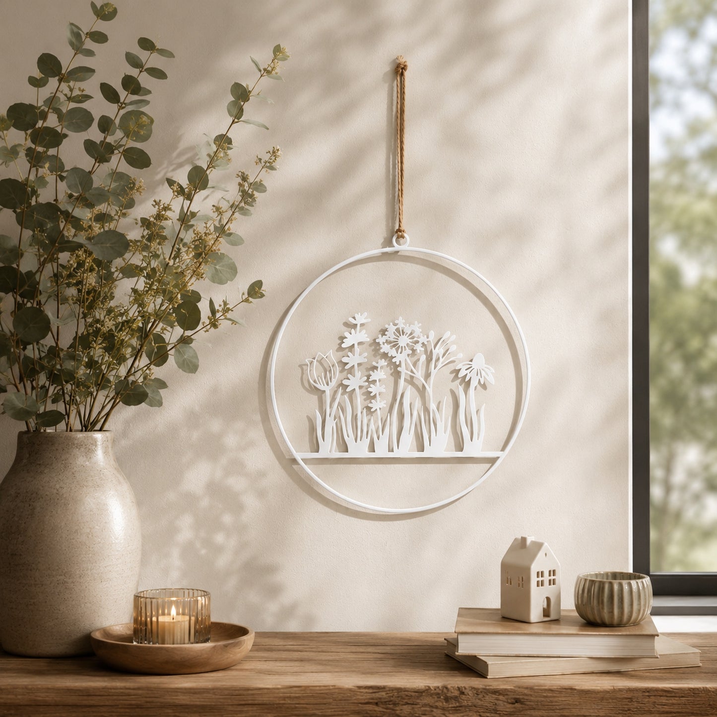 Metall-Aufhänger mit Blumenornament 25cm