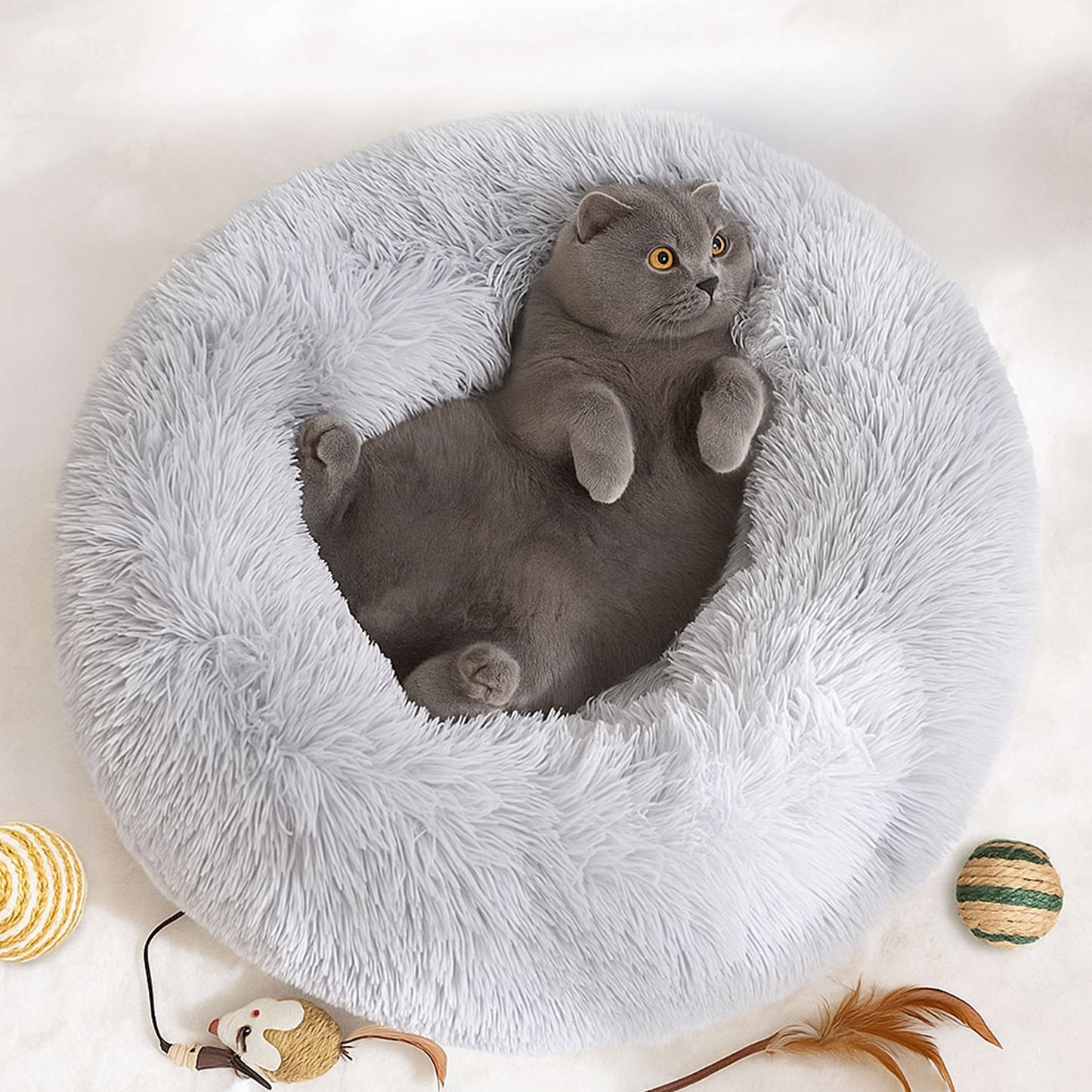 Haustierkissen Plüsch in grau