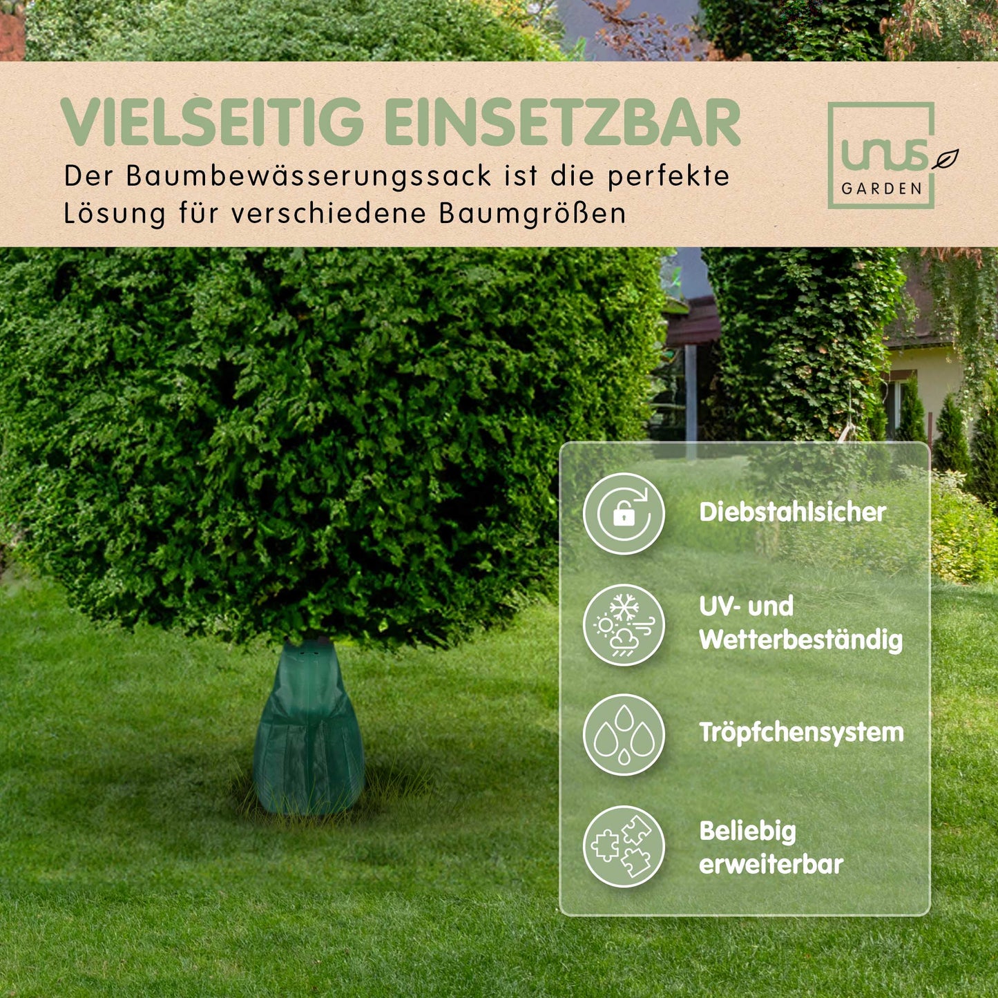 Baumbewässerungssack 70 / 95 Liter inklusive Schloss
