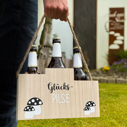 Flaschenhalter Glücks-PILSE - Bambus oder Holz