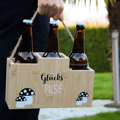 Flaschenhalter Glücks-PILSE - Bambus oder Holz