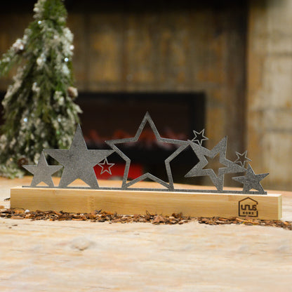 Aufsteller Metall-Silhouette Sterne Schneeoptik