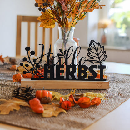 Aufsteller Metall "Hallo Herbst" in schwarz