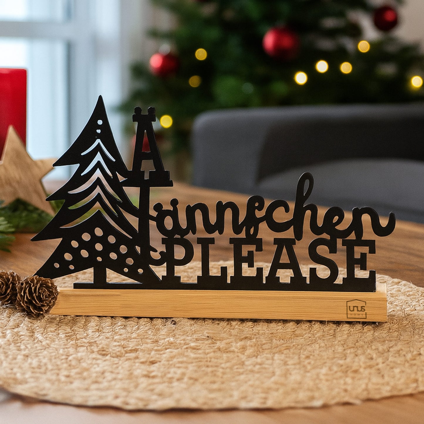 Aufsteller "Tännchen Please" in schwarz oder weiß