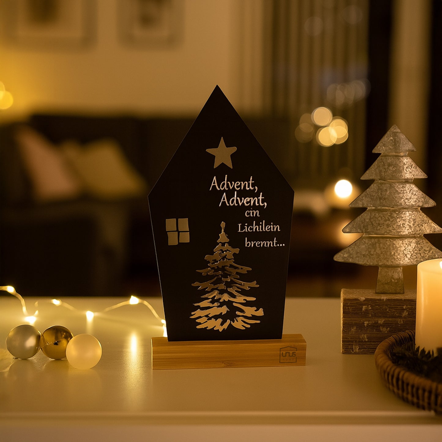 Aufsteller Haus mit Baum und Stern