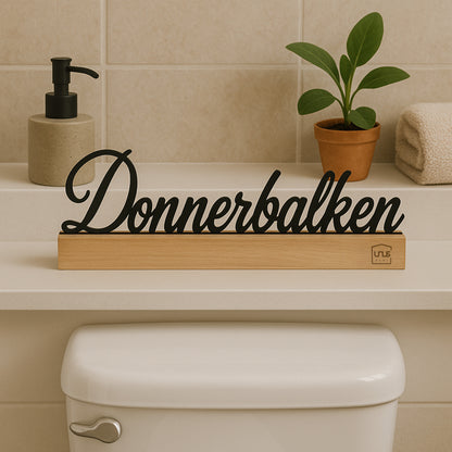 Aufsteller Schriftzug Donnerbalken schwarz
