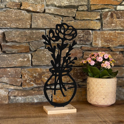 Aufsteller Vase mit Cosmea Blume in weiß oder schwarz