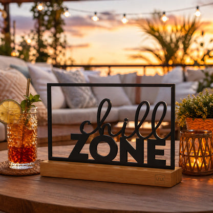 Aufsteller mit Text "Chill Zone"