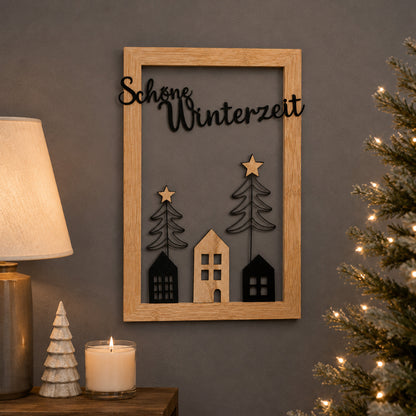 Wandbild Finja mit Bambus Rahmen " Schöne Winterzeit"