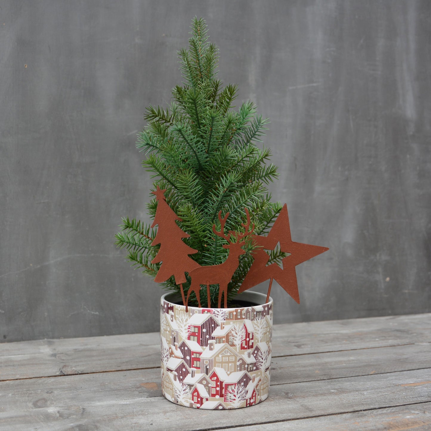 Gartenstecker Weihnachtsstecker 5er Set Rostdesign