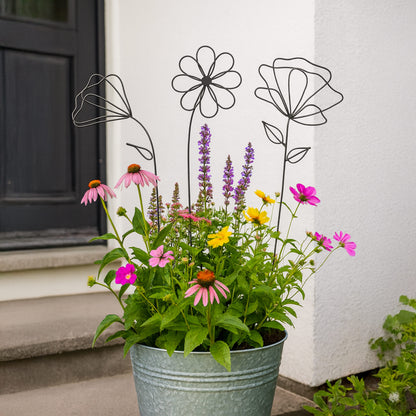 Metallkunst Stecker Blumen 3er Set Betty schwarz