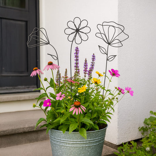 Metallkunst Stecker Blumen 3er Set Betty schwarz