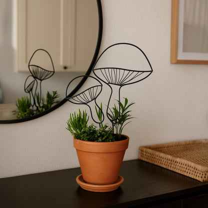 Metallkunst Gartenstecker Pilze als 2er Set in schwarz
