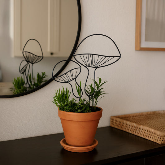 Metallkunst Gartenstecker Pilze als 2er Set in schwarz