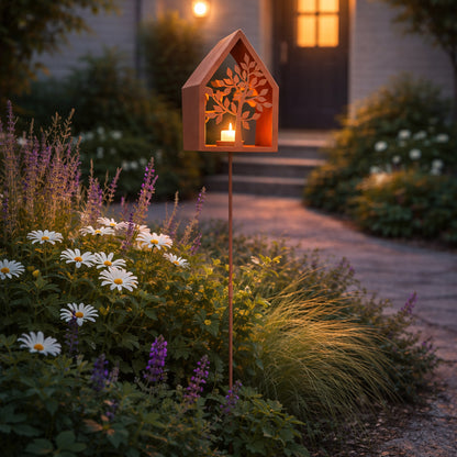 UNUS Lichthaus Garten mit Stab Rost verschiedene Motive