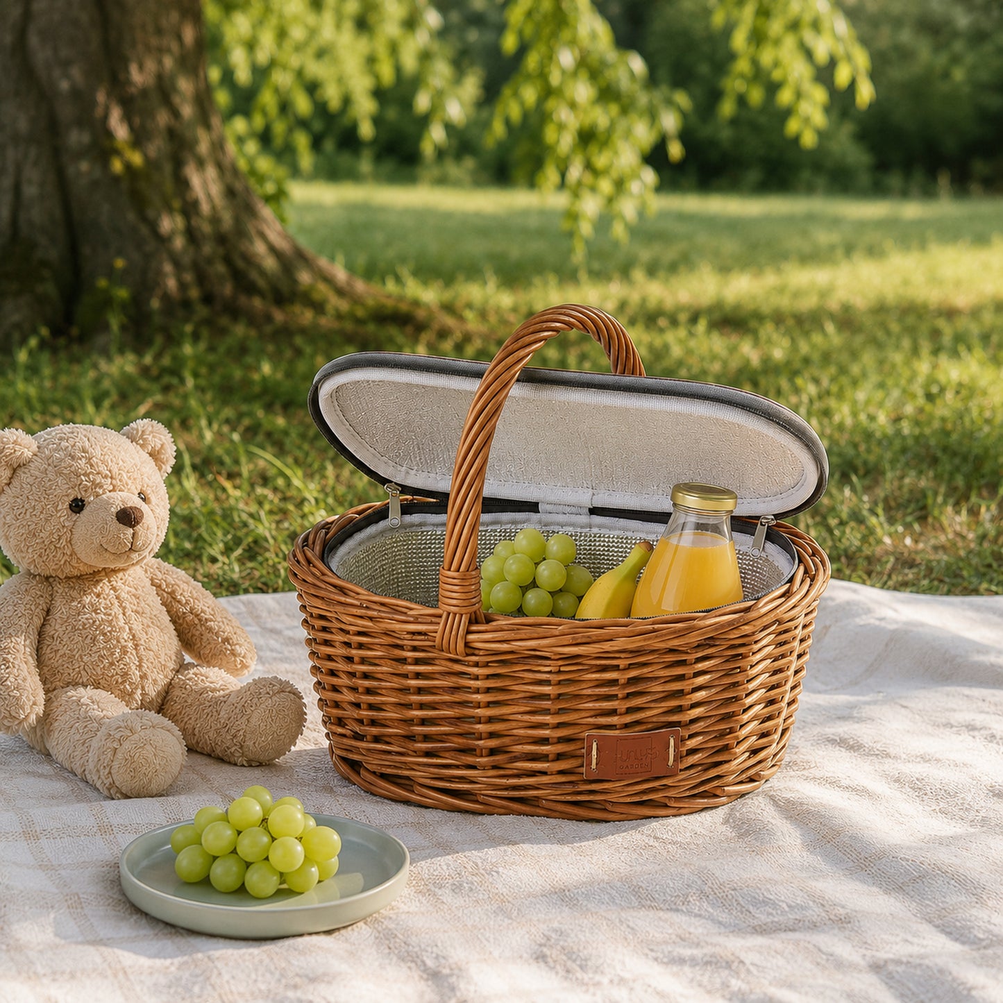Einkaufskorborb für Kinder inklusive Kühltasche aus natürlicher Weide