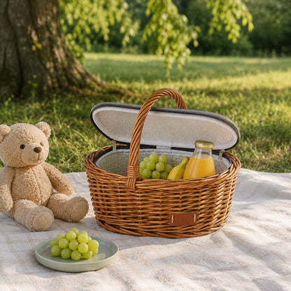 Einkaufskorborb für Kinder inklusive Kühltasche aus natürlicher Weide