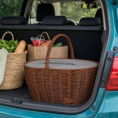 Einkaufskorb inklusive Kühltasche  in Rattan-Optik