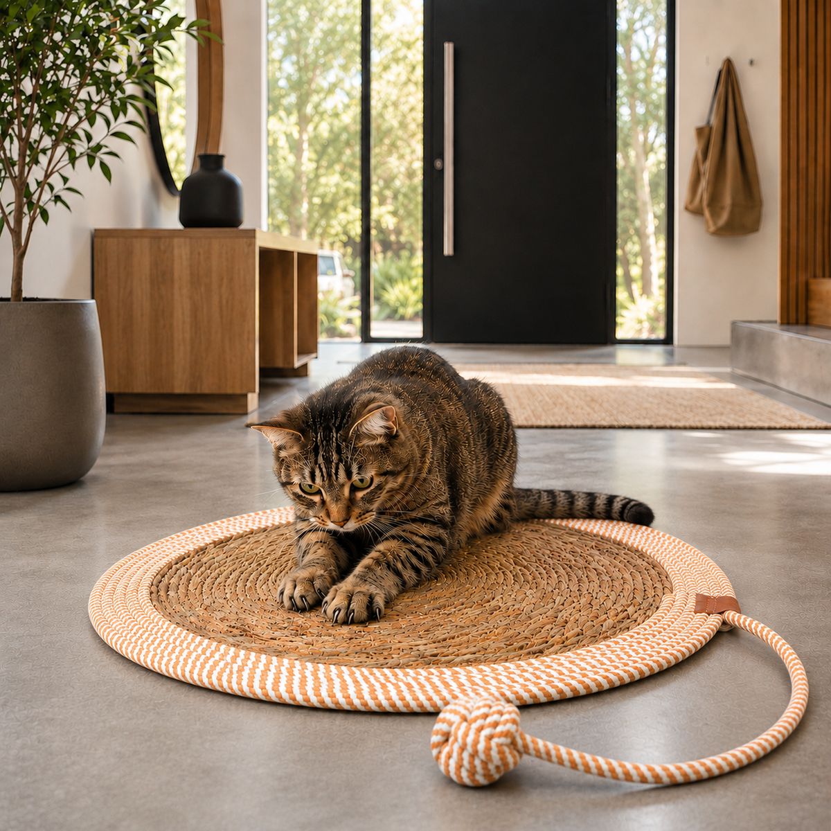 Kratzmatte Katze Tina Seegras Ø50 cm