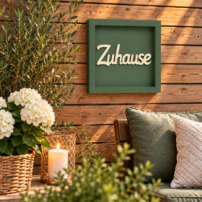 Holz Bilderrahmen 3D "Zuhause" in verschiedenen Farben