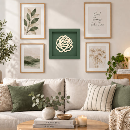 Holz Bilderrahmen 3D Rose in verschiedenen Farben