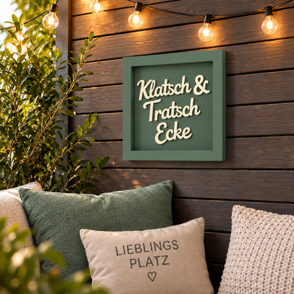 Holz Bilderrahmen "Klatsch & Tratsch Ecke" in verschiedenen Farben