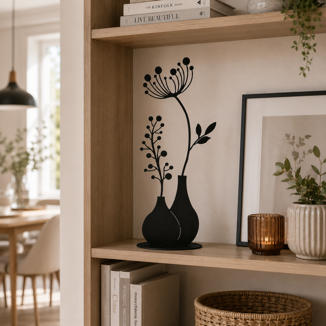 Aufsteller Vase mit Blumen in verschiedenen Farben