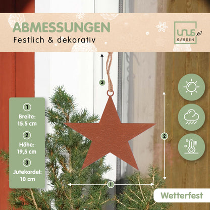 Deko Stern Rost z Aufhängen m Kette