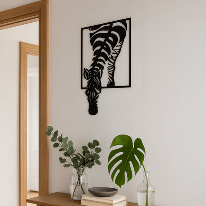 Wandbild Metall Zebra Metall schwarz