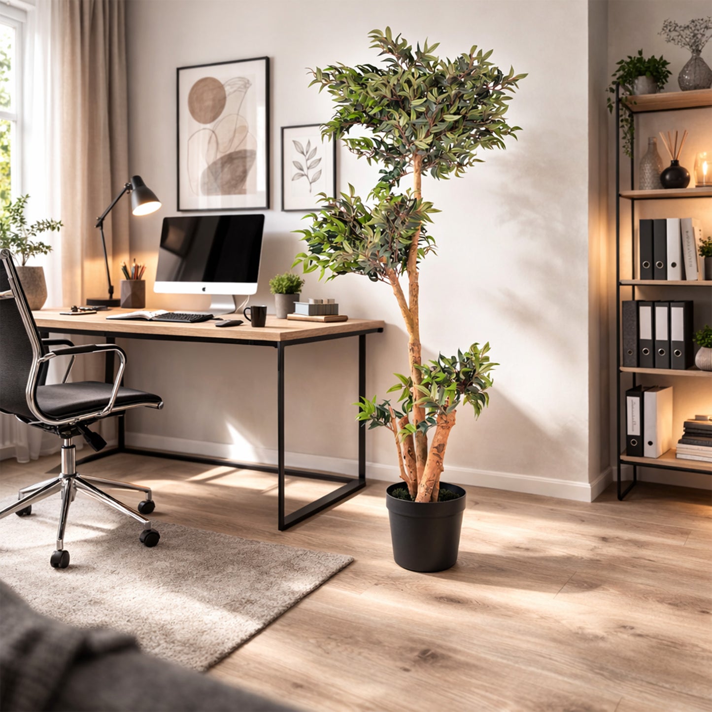 Kunstpflanze Ficus Ruscus Echtholzstamm in verschiedenen Größen