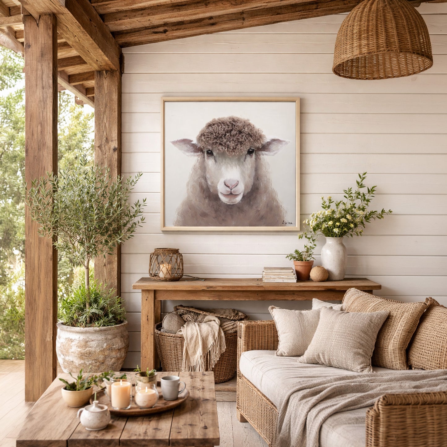 Wall Art 3D Hairfusion Schaf in weiß 60x60