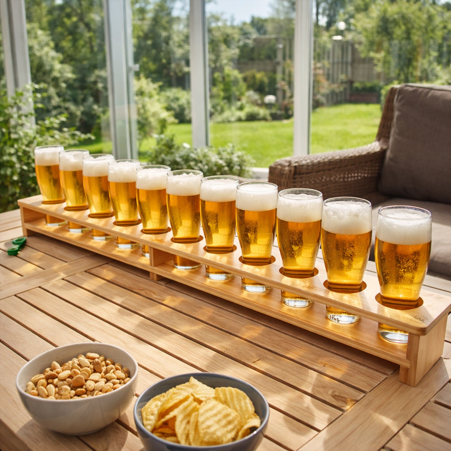 Bierglasträger Biermeter aus Bambus in natur 1 Meter