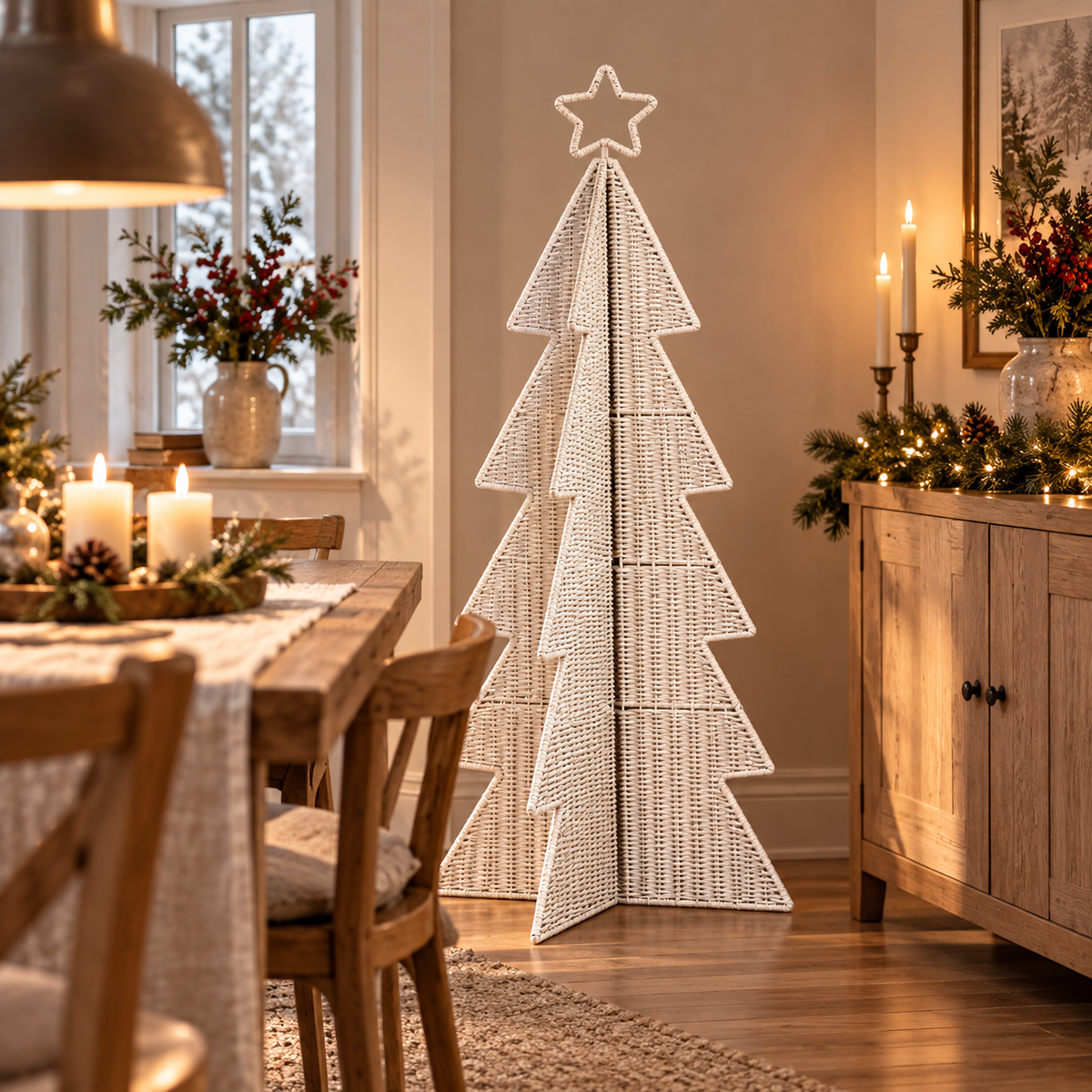 Aufsteller Tannenbaum Olaf Papiergeflecht Grün oder Weiß