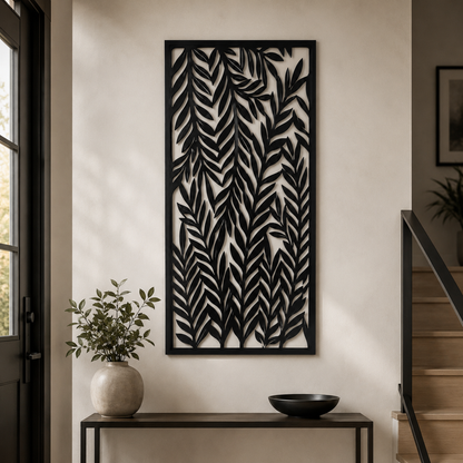 Metall Wandbild Palmblätter schwarz 120x60cm