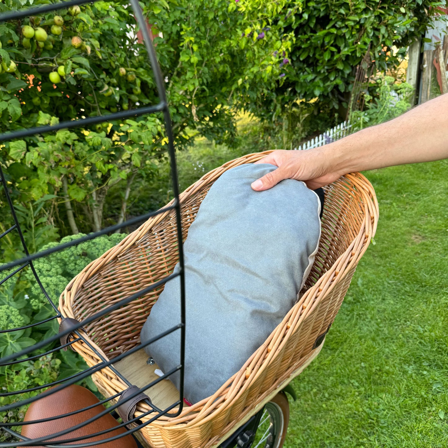 Fahrradkorb Weide Haustier für hinten oval mit Gitter