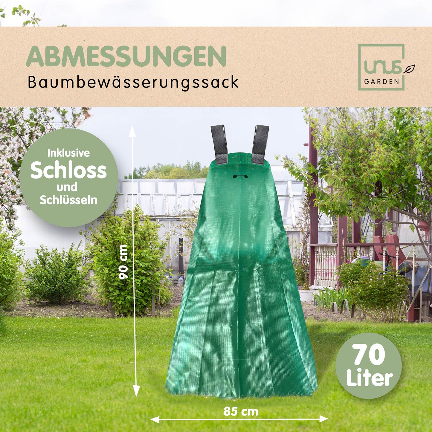 Baumbewässerungssack 70 / 95 Liter inklusive Schloss