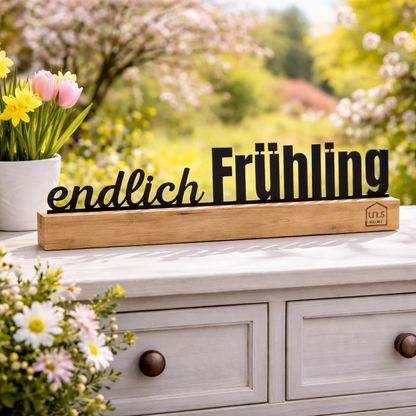Aufsteller "Endlich Frühling" schwarz