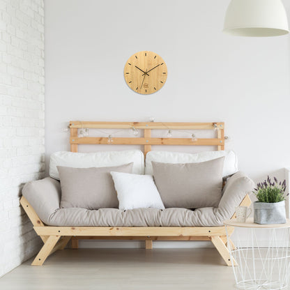 Wanduhr 30cm rund modern lautlos aus Bambus-Holz