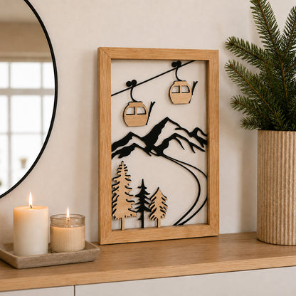 Wandbild Moritz mit Bambus Rahmen Ski Resort