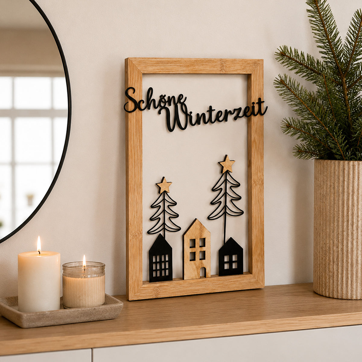 Wandbild Finja mit Bambus Rahmen " Schöne Winterzeit"