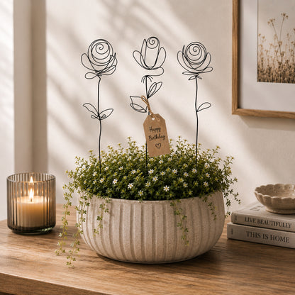 Metallkunst Stecker Rosen 3er Set in schwarz