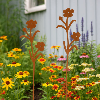 Gartenstecker Blüten in rost