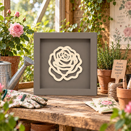 Holz Bilderrahmen 3D Rose in verschiedenen Farben